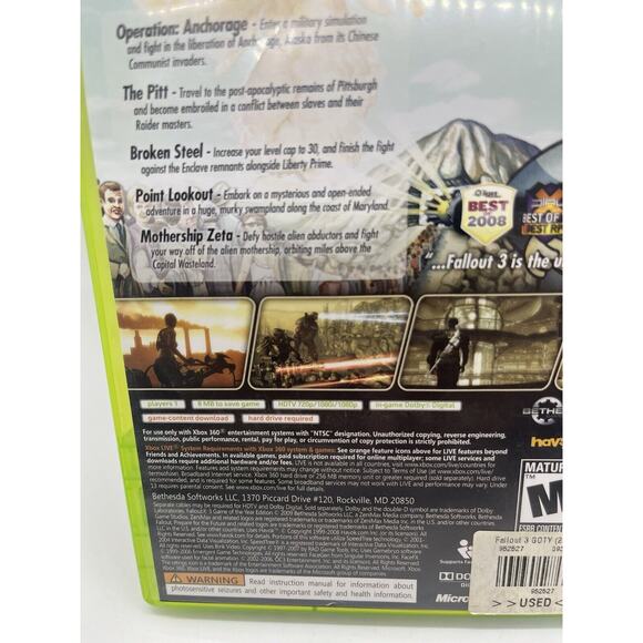 Xbox 360 - Fallout 3 [Game of the Year Edition] [Platinum Hits] - CIB - Tested - Picture 4 of 7